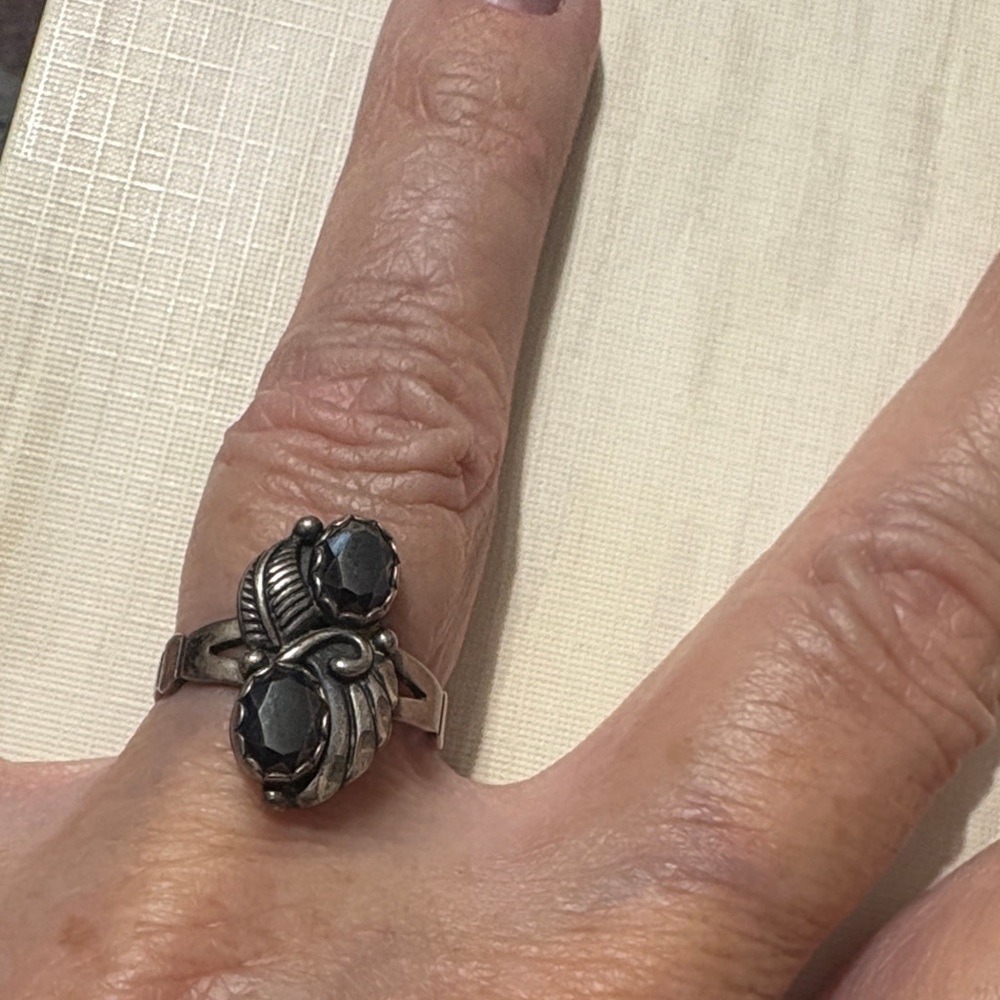Sterling Native Ring with Hematite stones